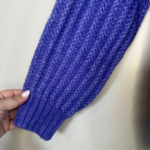 Vibrant Purple Fuzzy Textured Ribbed Sweater Long Sleeve Crewneck -NEW - Picture 7 of 11